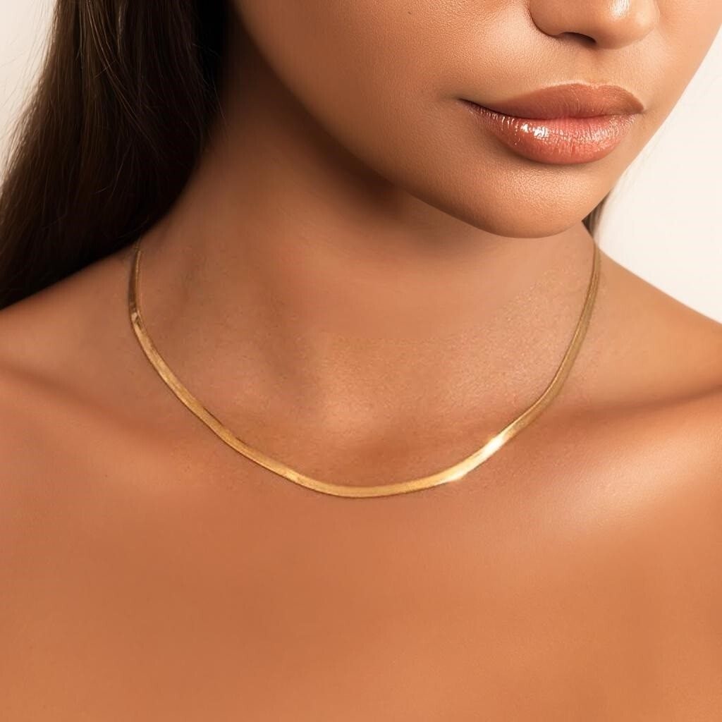 Chic Chain Necklace, Minimalist Herringbone Chain, Everyday Jewellery for Women