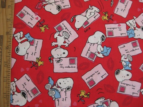 Peanuts Snoopy Red Letter Valentines Day Fabric Fat Quarter 18" x 21" - Picture 3 of 4