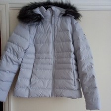 Karrimor Womens Down Full Zipped Warm Puffer Hooded Jacket Grey Size Uk 14 ( L )