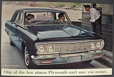 1964 Plymouth Savoy Sedan Large Postcard Excellent Original 64