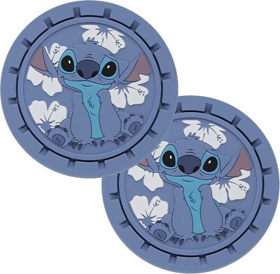 Plasticolor Auto Cup Holder Coasters for Car, 2-Pieces, Disney Lelo & Stitch