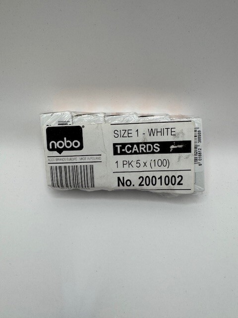 Nobo Size 1 T-Cards White Pack of 100