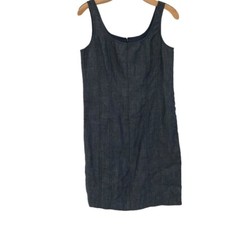Talbots Women's Size 8 petite Cotton Denim Look Dress blue sleeveless lined