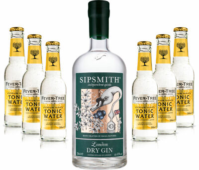 Gin Tonic Set - Sipsmith London Dry Gin 0,7l 700ml (41,6% Vol) + 6x Fever Tree 