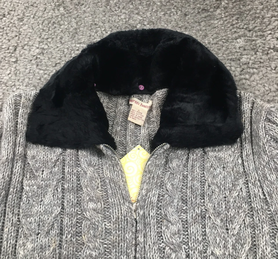 Cárdigan Lauren Hansen Mujer Cremallera Completa Talla L Gris Tejido con Cable Manga Larga QVC NUEVO CON ETIQUETAS Foto 2 de 4