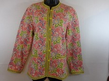 Pour Elle Jacket Women's Medium Pink Green Quilted Reversible