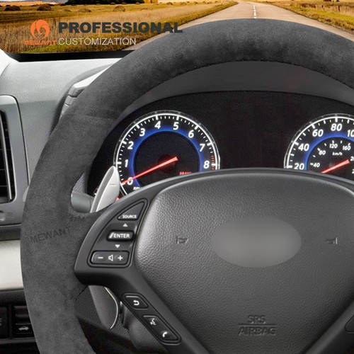 Custom Alcantara Car Steering Wheel Cover for Infiniti G37 QX50 EX EX35 Q40 - Imagen 4 de 12