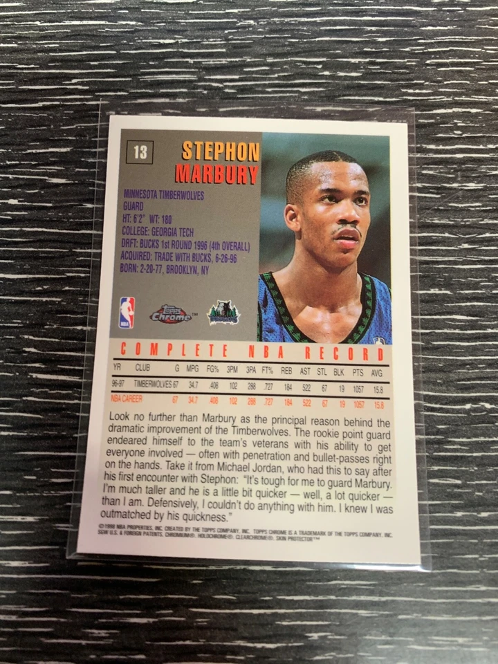 Topps Chrome Stephon Marbury 13 1997 1BC Foto 2 de 2