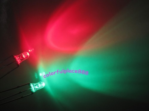 50pcs, 3mm Dual Bi-Color Red/Green 3-Pin Led Water Clear Common Cathode ...
