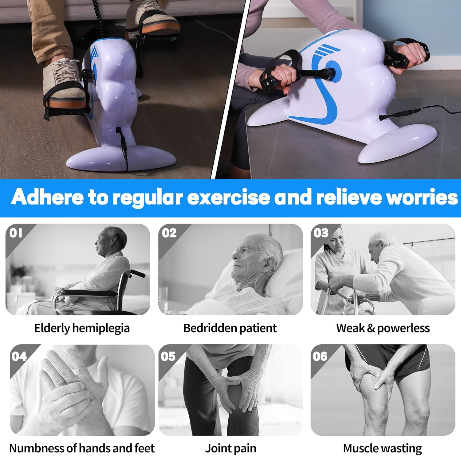 Motorized Pedal Exerciser, Electric Pedal Exerciser for Arm and Leg Low Impact E