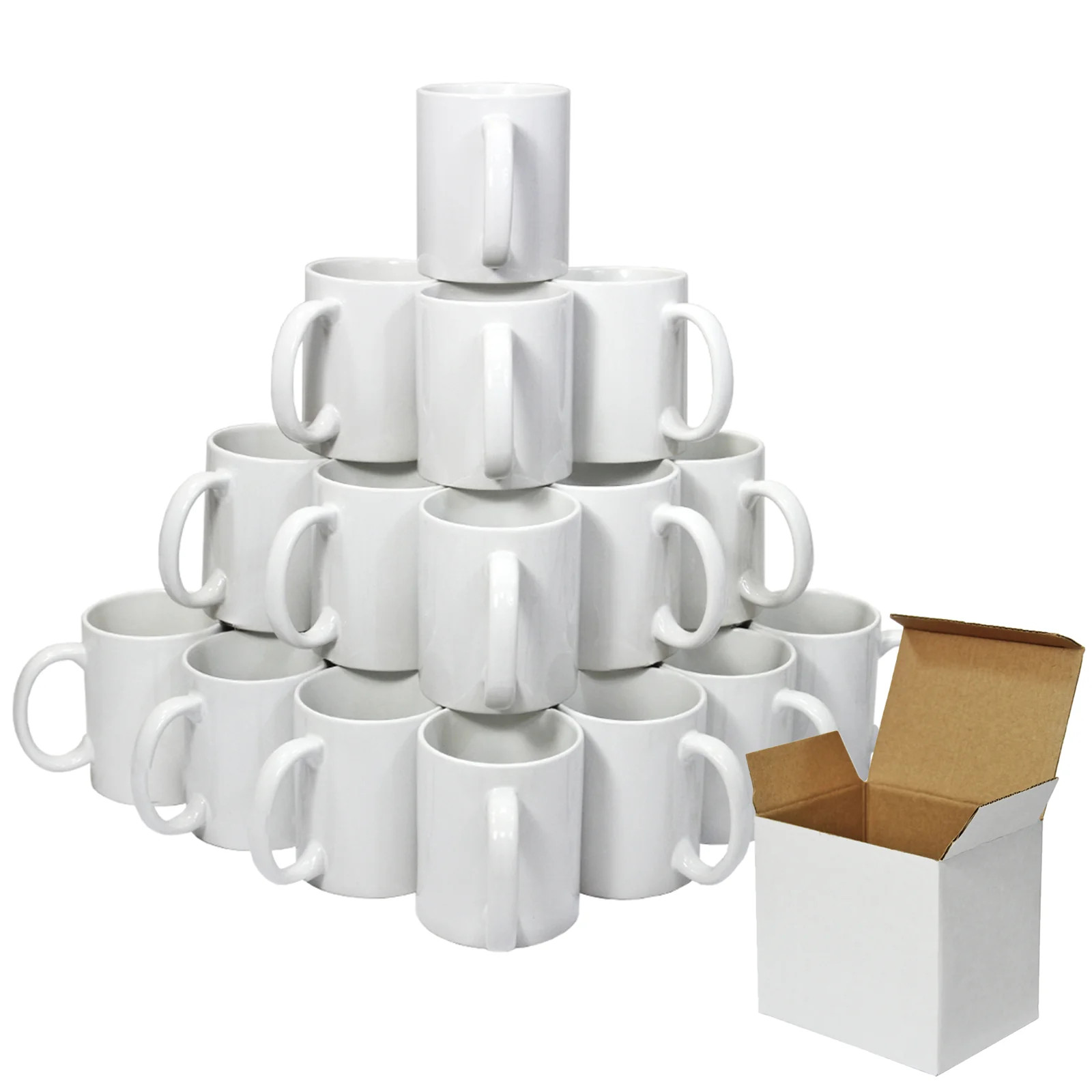Tasses blanches personnalisables et boîtes en carton pour cadeaux de mariage et baptême