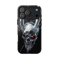 For iPhone / Galaxy / Pixel Metallic Skull Chrome Silver Phone Case