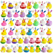 50Pcs Easter Rubber Ducks, Mini 2.1 Inch Bunny Rubber Duckies Bath Toys for K...