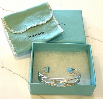 Tiffany & Co. Keltischer Knoten Silber Offen Manschette Zick Zack Armband Italy Vintage