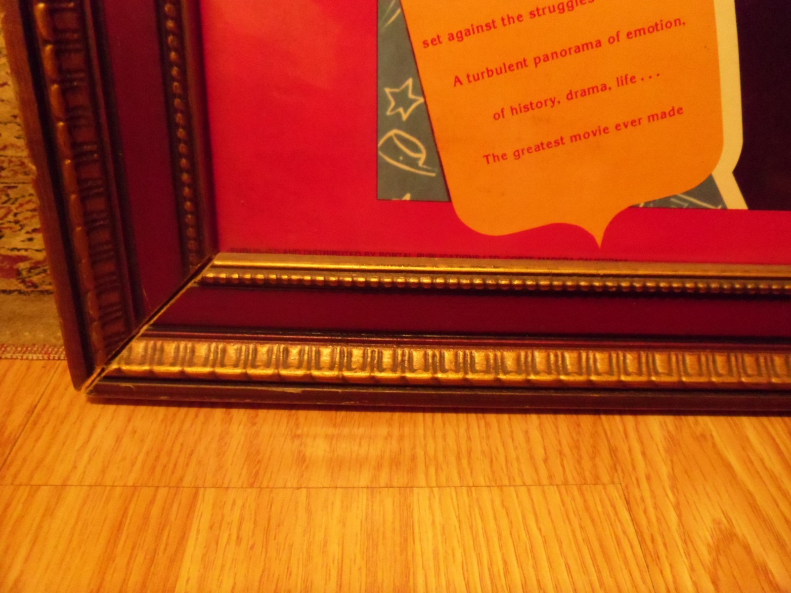 Antique Gone with the Wind reprint Scarlet Rhett movie poster in frame HOLLYWOOD