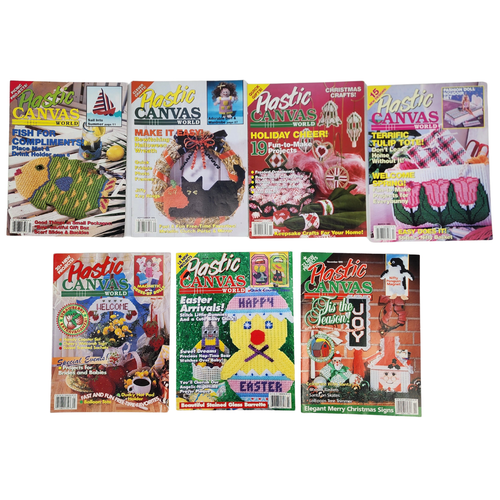 Lot of 15 Vtg 90s Quick Easy Plastic Canvas & Canvas World Magazines Patterns - Picture 2 of 12