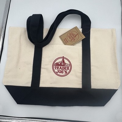 Trader Joe s Classic Large Canvas Navy Blue Shoulder Strap Shopping Tote *New*