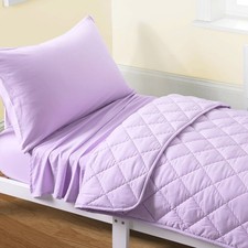 Toddler Bedding Set 4-Piece Crib Sheet Quilt Microfiber Choose Your Color