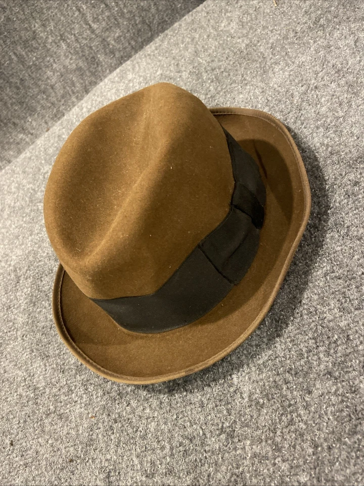 1950s vintage DOBBS fifth avenue FUR FELTED fedora hat 6-3/4 brown - Image 4 of 4