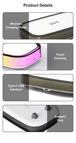 Multifunctional Wireless Charger with Colorful Lights for Mobile Phones - Zdjęcie 7 z 10