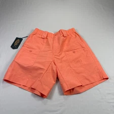 Aftco Shorts Mens Size 32 Orange Cargo Fishing Stretch Outdoor Hiking Nylon NEW