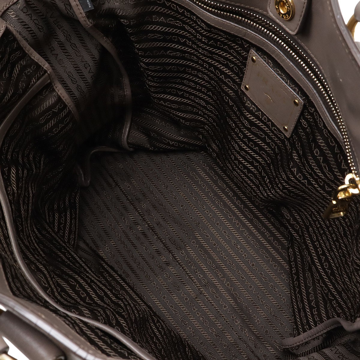 PRADA Tote Bag Large Tote 2WAY Shoulder Bag Leather BAMBU Greige Gold Hardware thumbnail 7