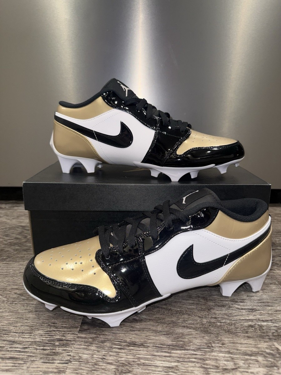 Jordan スパイクシューズ ホワイト/ブラック/ゴールド Jordan 1 Low TD FJ6245-701 Gold Football Cleats Black/White US 13
