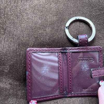 小物 Coach Picture Frame Charm Purple Heart Flawed Vtg Coach Purple Heart Signature Leather Photo Frame