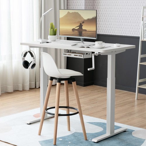 Costway Hand Crank Sit to Stand Desk Frame Height Adjustable Standing Base White - Picture 3 of 12