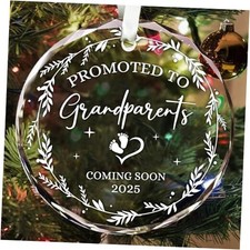 Promoted to Grandparents Christmas Ornament - 3" Crystal Grandparents 2025