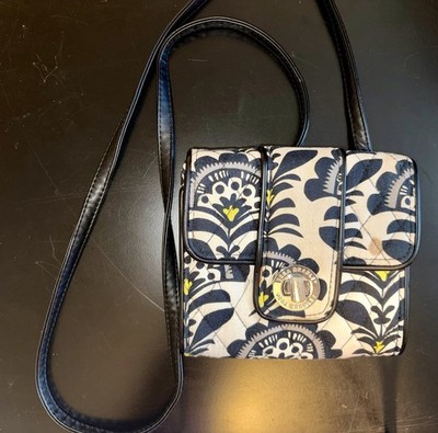 Vera Bradley Fanfare Turn Lock Crossbody Bag Retired 2014 Black White Yellow