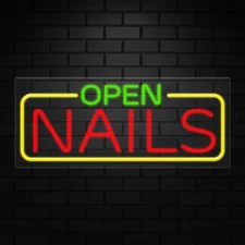 Open Nails Neon Sign for Retail Displays | LED Flex Neon | 32"W x 13"H x 1"D