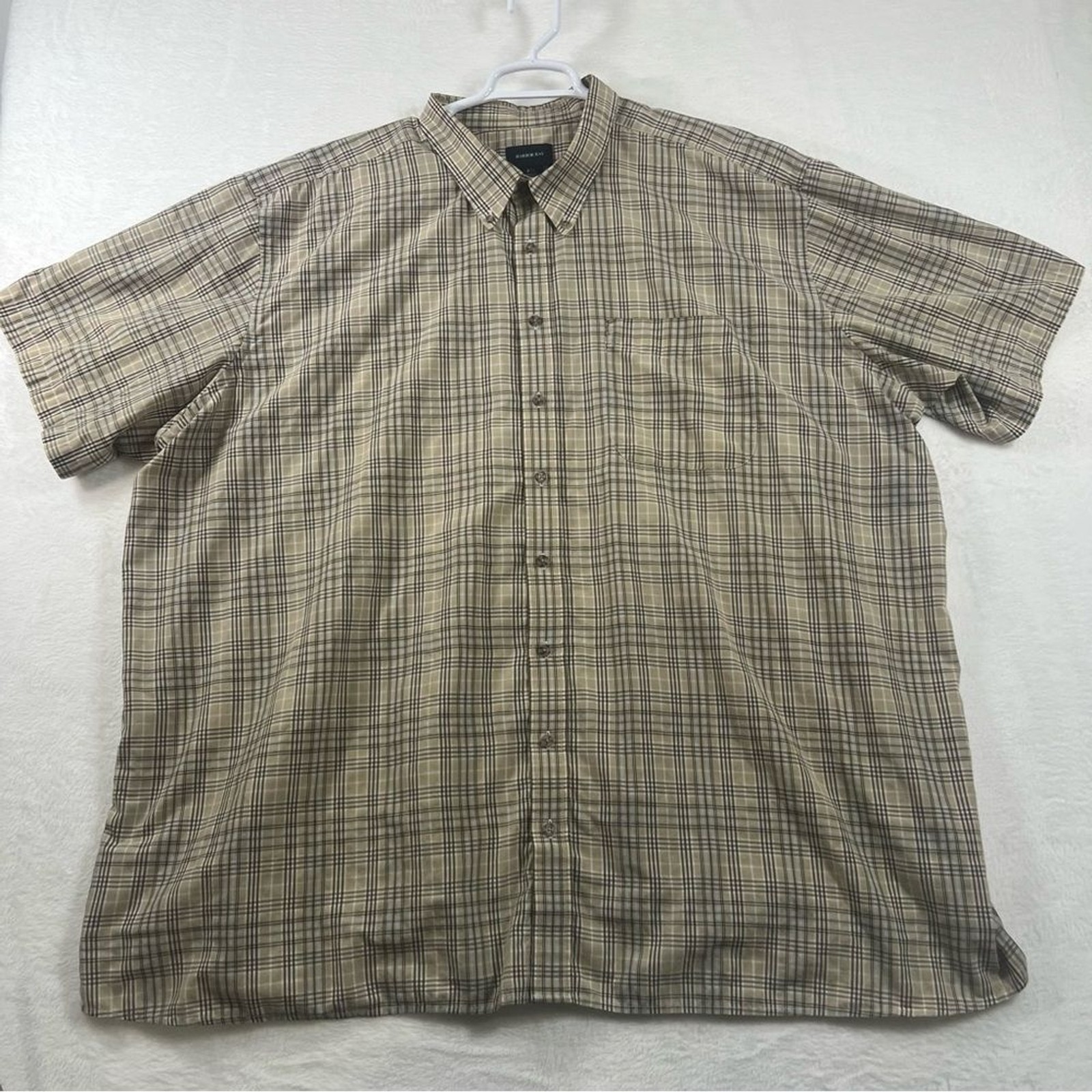 Men's Harbor Bay Plaid Short Sleeve button up Shirt size 4XL