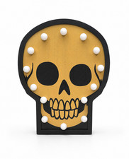 Hyde EEK Boutique 10" LED Light Up Wood Skull Halloween Decor Battery Operate