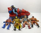 Vintage He-Man MOTU Attak Trak Vehicle & 5 Figures Skeletor Prince Adam Jitsu
