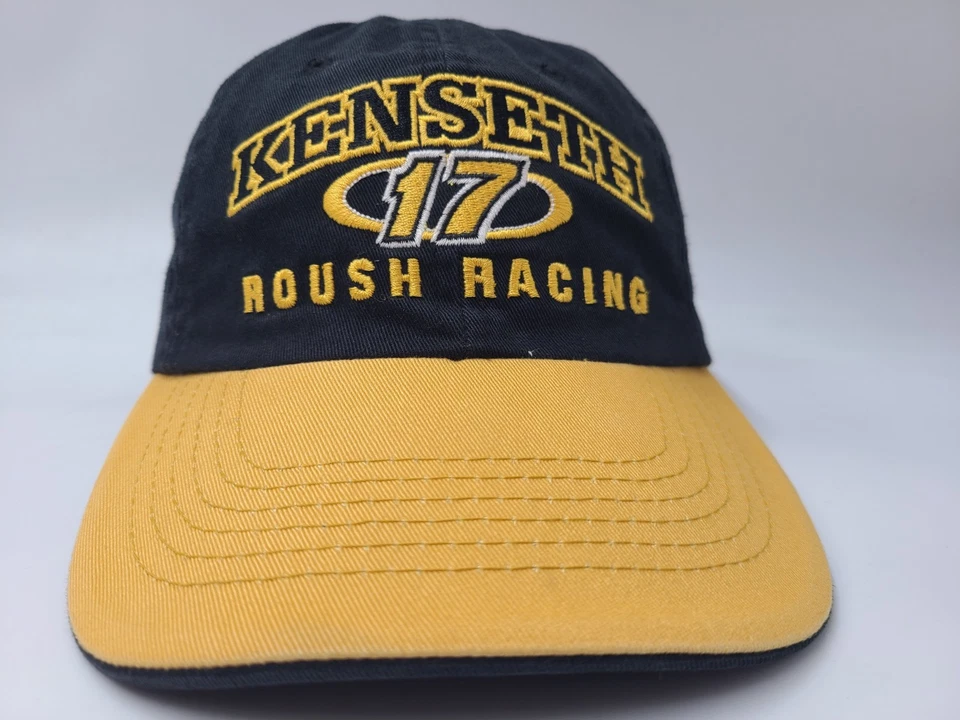 复古 Matt Kenseth #17 Roush Racing Strapback 可调帽子 NASCAR 黑色 — 第 2/4 张图片