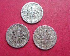1948, 1948-D & 1948-S  U.S. SILVER LOT OF 3  ROOSEVELT DIMES
