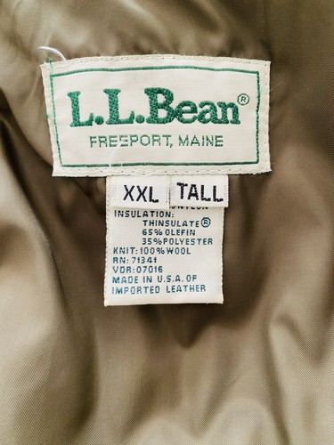 Giacca da volo bomber vintage anni 90 LL Bean pelle uomo XXL alta USA Thinsulate - Foto 3 di 19