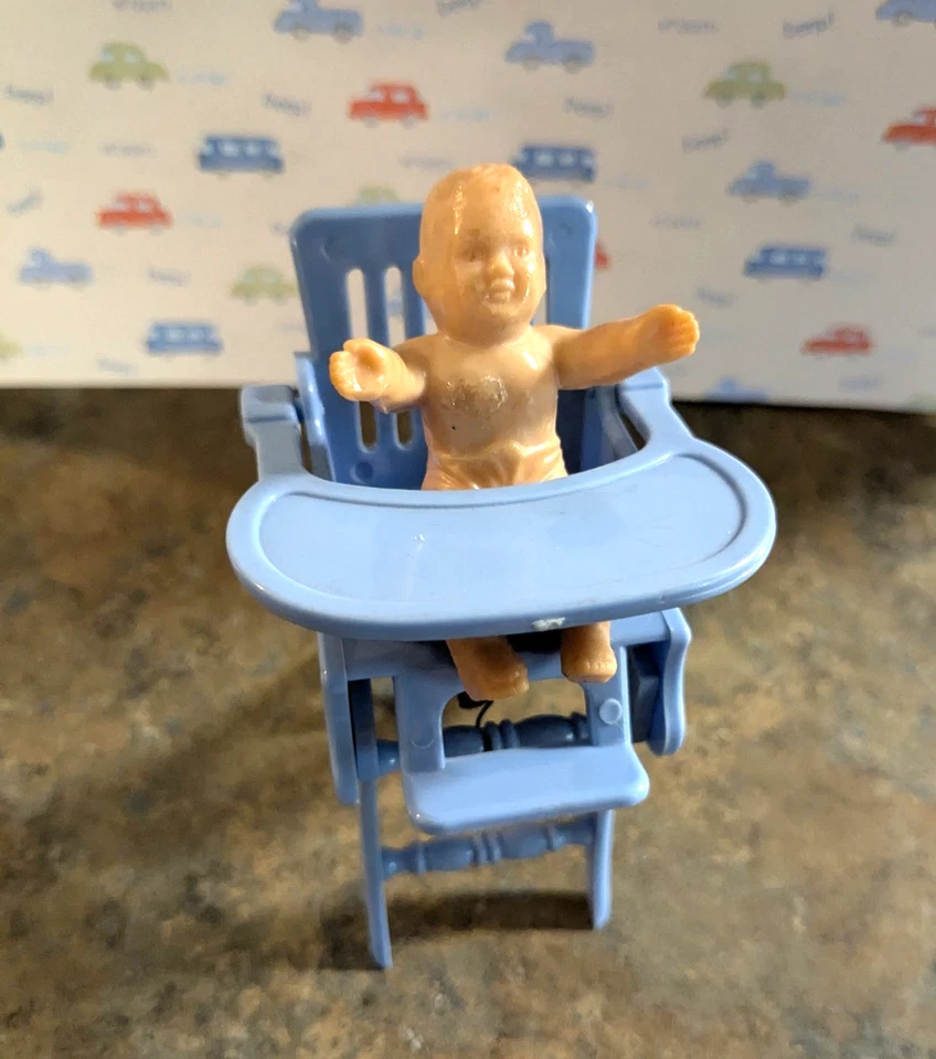 Vintage IDEAL DOLLHOUSE TRANSFORMING Blue HIGH CHAIR to ROCKER~ No DOLL - Image 4 of 4