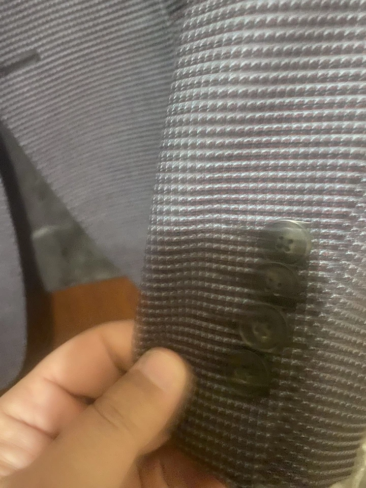 Blazer Armani 44 Regular Negro Y Azul Lana Cuadros Nuevo Foto 4 de 4