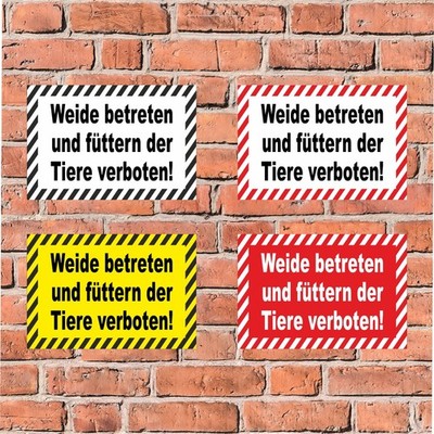 Schild Weide betreten und füttern der Tiere verboten Pferde Kühe Schafe