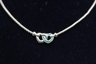Collana T Vintage Christian Dior Doppio Cuore Amore Tono Oro/Accento Verde Parigi
