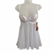 Shirley of Hollywood Small Teddie Nightie G String White Pushup NWT Lingerie