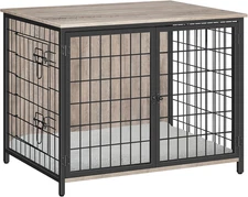 Large Dog Crate Wooden Kennel Heavy Duty Cage w/ Cabinet End Table Pet Furniture