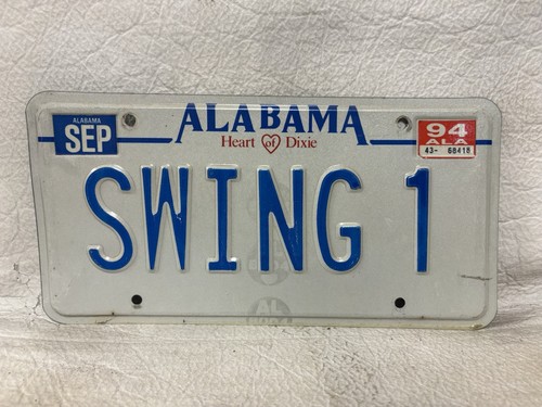 Vintage 1994 Alabama Vanity License Plate ~ SWING 1