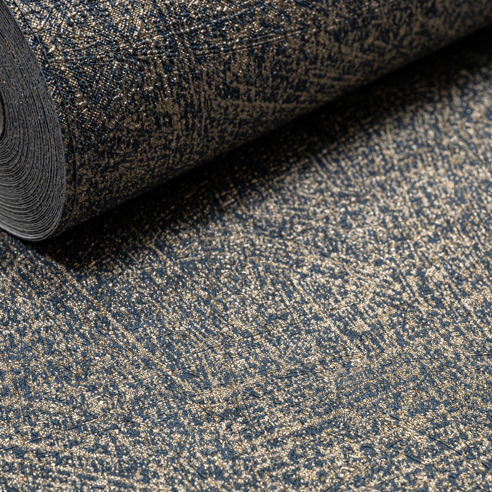 Navy Blue Gold Wallpaper Metallic Textured Gold Shimmer Paste the wall Vinyl