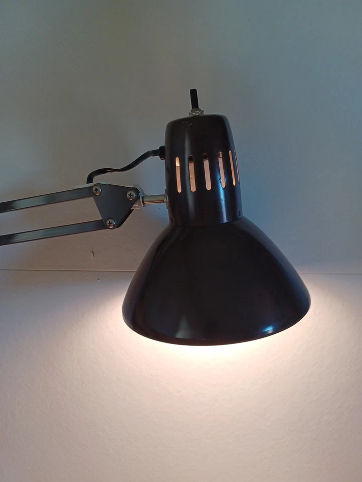 Luminária de mesa vintage MCM Underwriters Laboratories marrom braço oscilante - meados do século. - Imagem 3 de 4