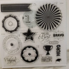 Close to my Heart My Acrylix Cricut Artist KUDOS Clear Cling Stamps Set of 14