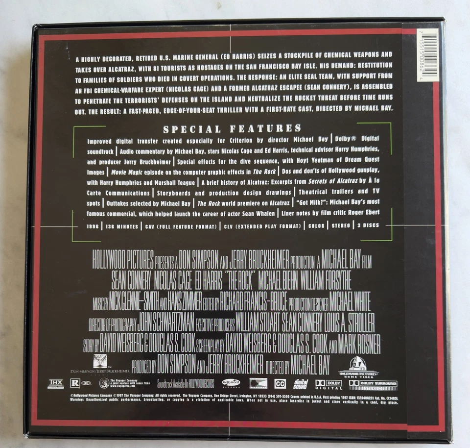 THE ROCK Criterion 3-Laserdisc LD BOXED SET WIDESCREEN FORMAT EXCELLENT RARE! - Image 2 of 4