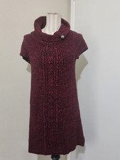 Style & Co Sweater Dress M Cable Knit Short Sleeve red and black 